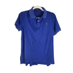 POLO RALPH LAUREN Mens Pima‎ Soft Touch Polo Shirt Size Large Blue Short Sleeve